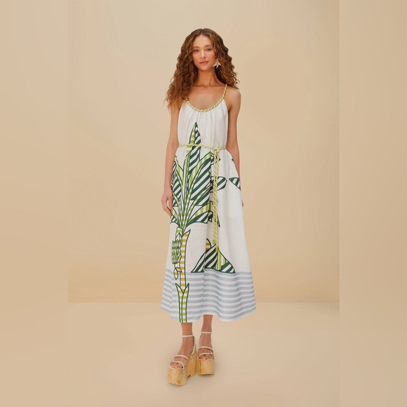 FARM Rio Dresses & Skirts - Farm Rio: Off-White Banana Tree Euroflax™
Premium Linen Maxi Dress
